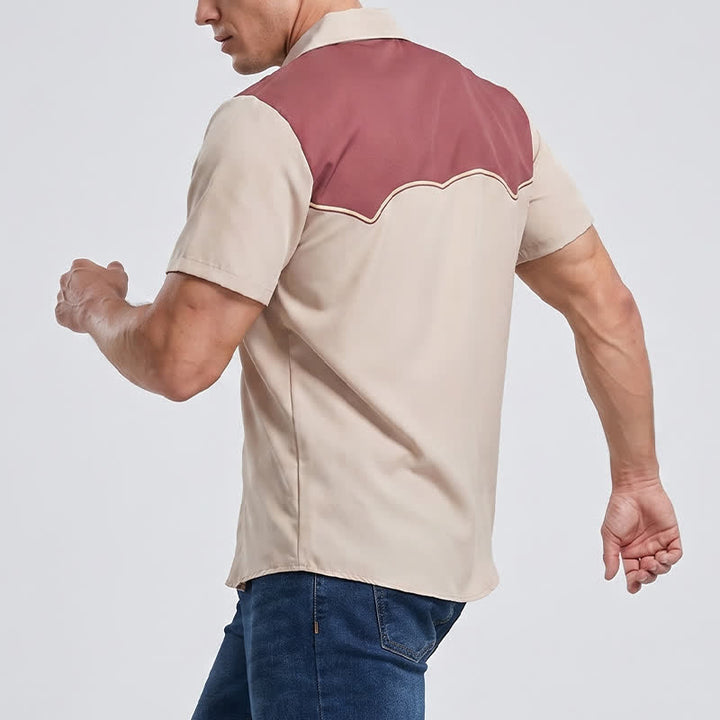 Chemise western bicolore pour homme avec empiècement et motif fer à cheval - image 3