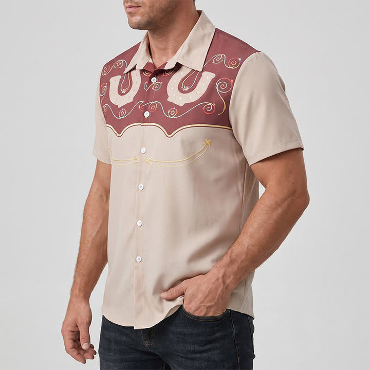Chemise western bicolore pour homme avec empiècement et motif fer à cheval - image 2