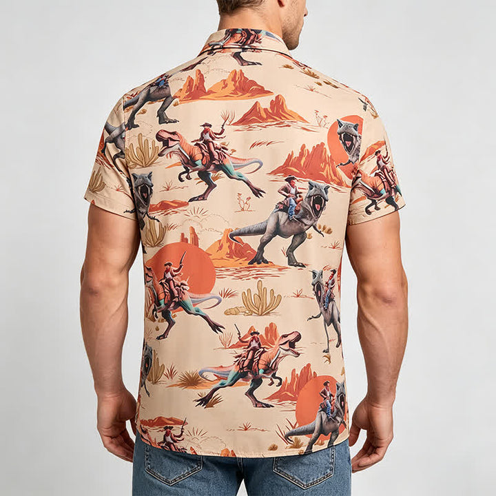 Chemise fantaisie pour homme avec imprimé dinosaure cavalier du Far West - image 2
