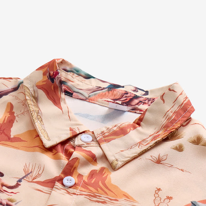 Chemise fantaisie pour homme avec imprimé dinosaure cavalier du Far West - image 4