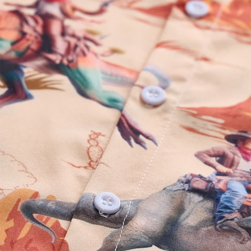 Chemise fantaisie pour homme avec imprimé dinosaure cavalier du Far West - image 5