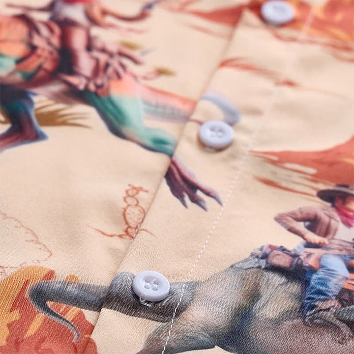 Chemise fantaisie pour homme avec imprimé dinosaure cavalier du Far West - image 5