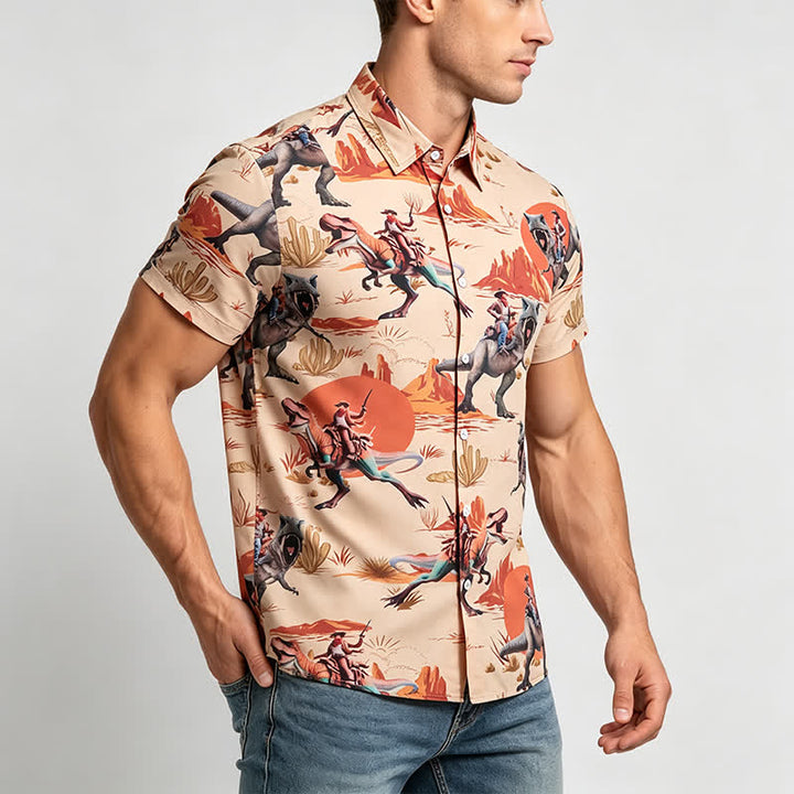 Chemise fantaisie pour homme avec imprimé dinosaure cavalier du Far West - image 3