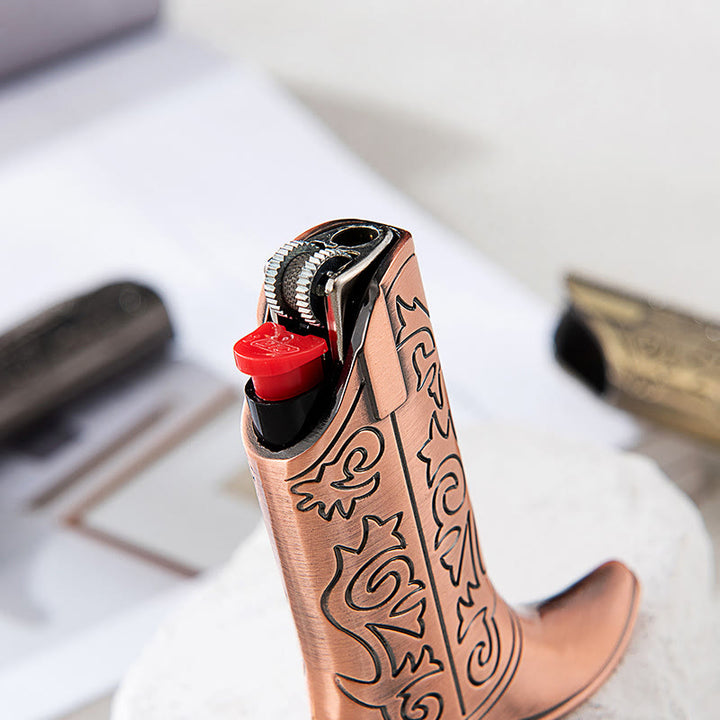 Étui à briquet en métal gravé en forme de botte de cowboy rétro - image 5