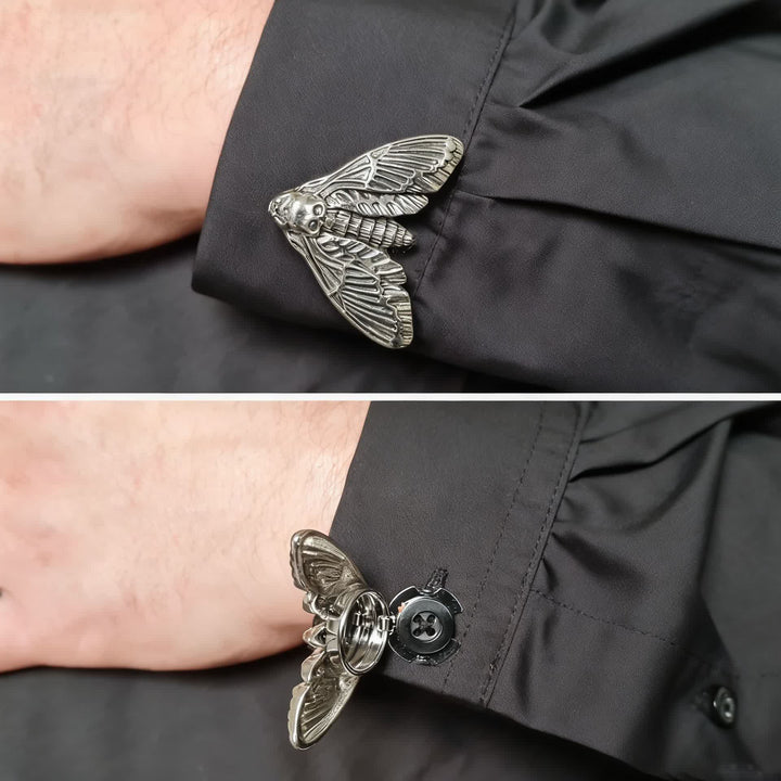 1 paire de couvre-boutons de chemise à pression en forme de tête de mort - image 0