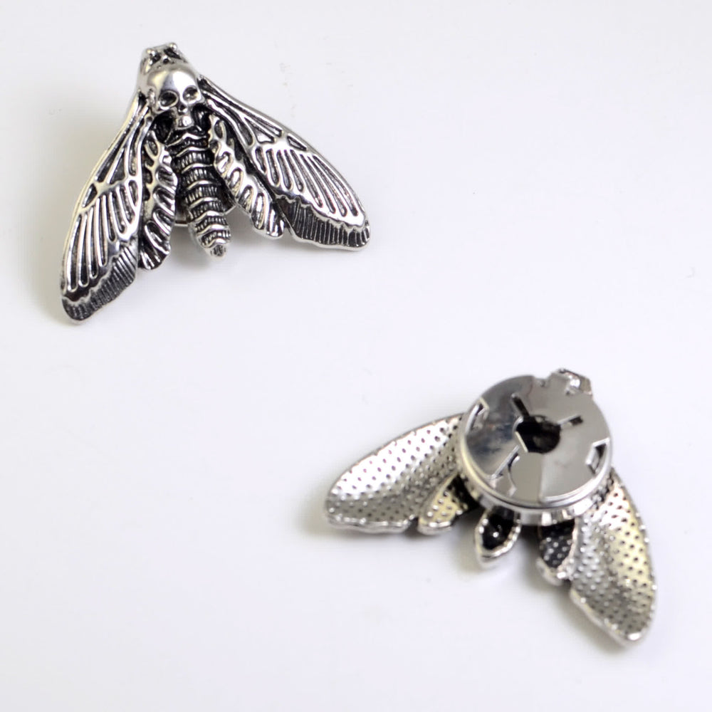 1 paire de couvre-boutons de chemise à pression en forme de tête de mort - Argent - image 1