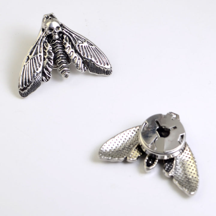 1 paire de couvre-boutons de chemise à pression en forme de tête de mort - Argent - image 1