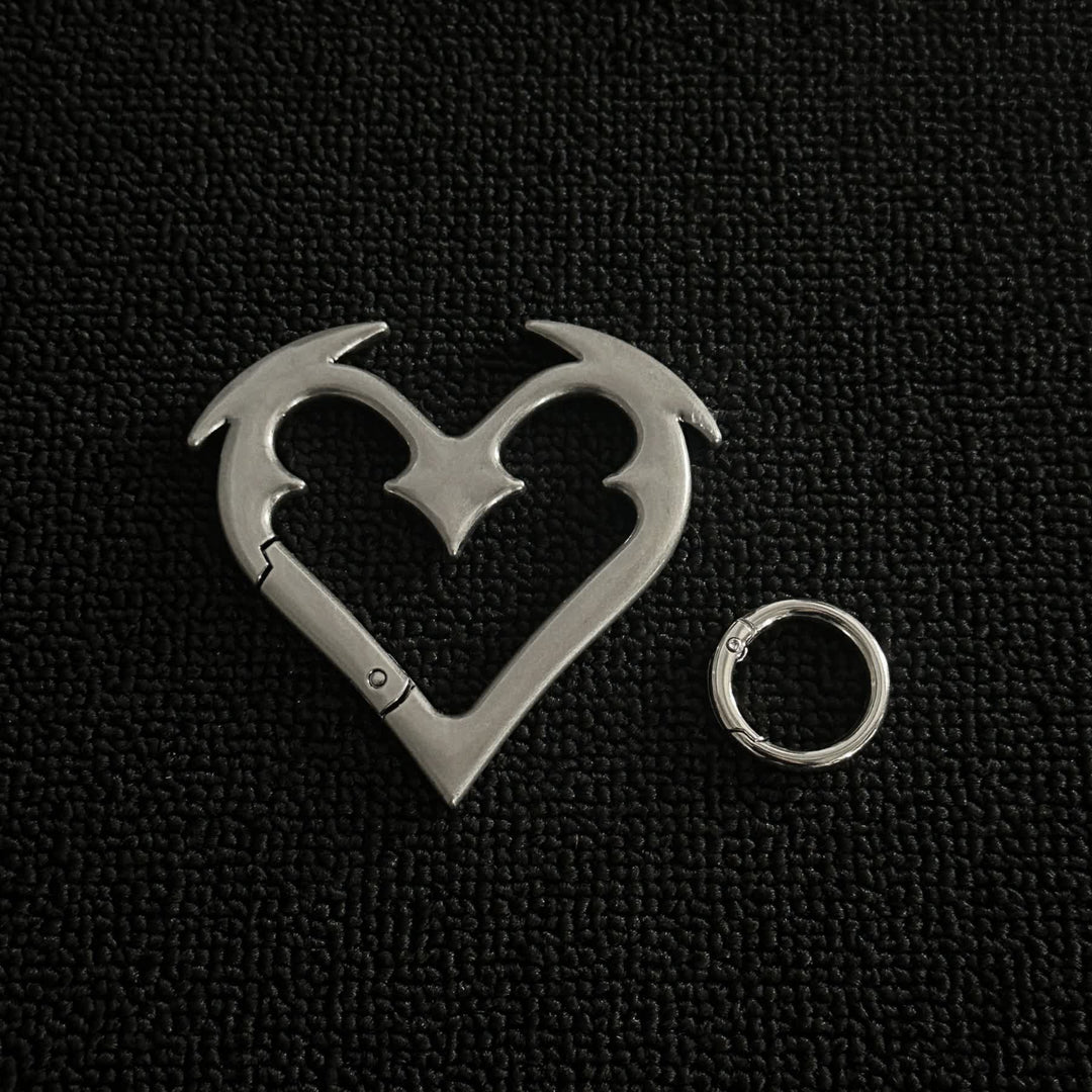 Porte-clés anneau à ressort en métal robuste en forme de cœur d'ange à monter soi-même - image 2