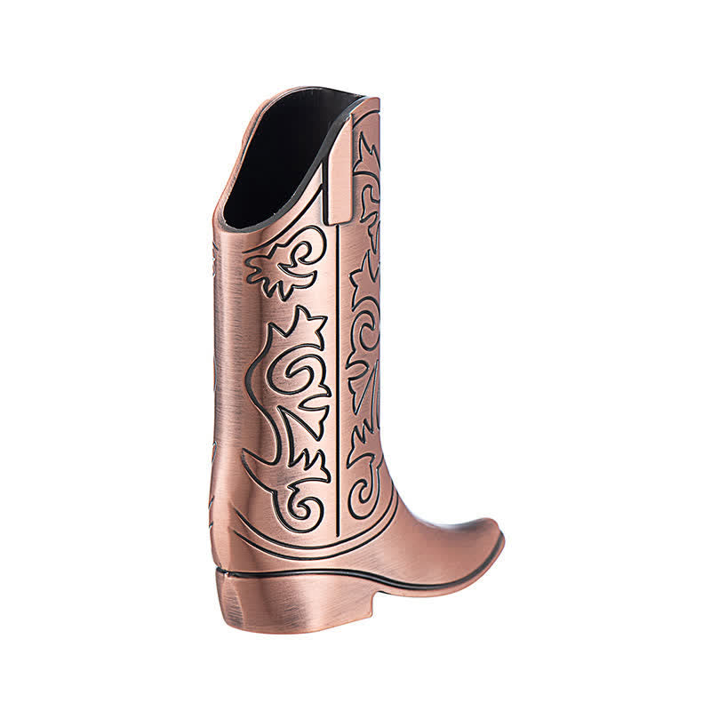 Étui à briquet en métal gravé en forme de botte de cowboy rétro - Bronze rouge - image 8