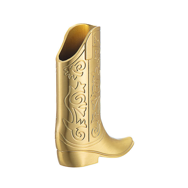 Étui à briquet en métal gravé en forme de botte de cowboy rétro - Or - image 2