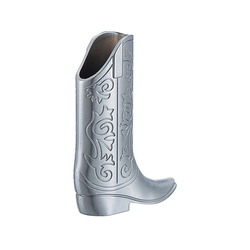 Étui à briquet en métal gravé en forme de botte de cowboy rétro - Argent - image 6
