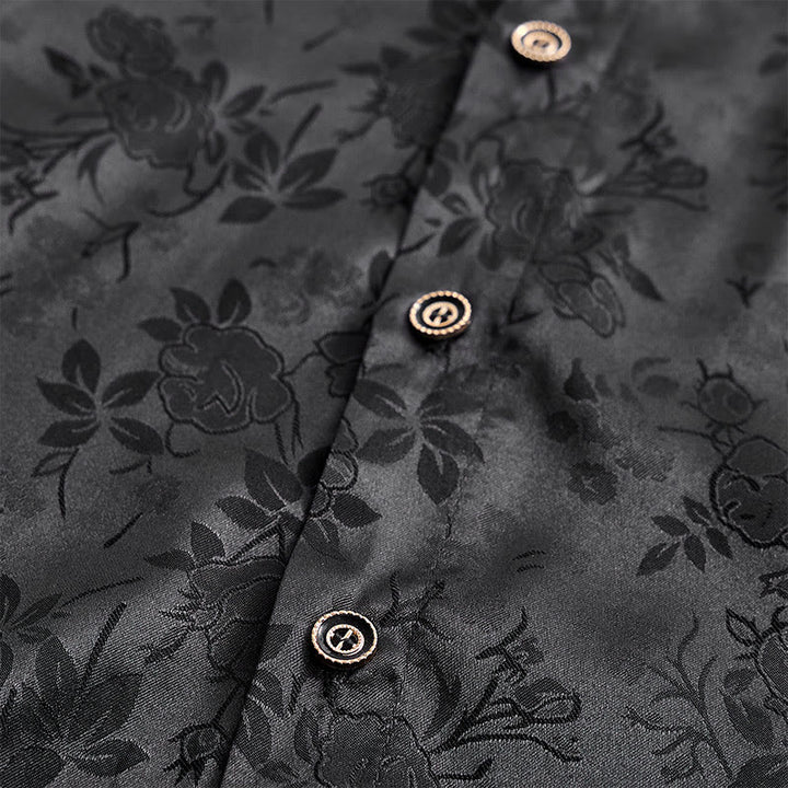 Chemise habillée à manches longues pour homme, motif jacquard rose, boutons cachés - image 7