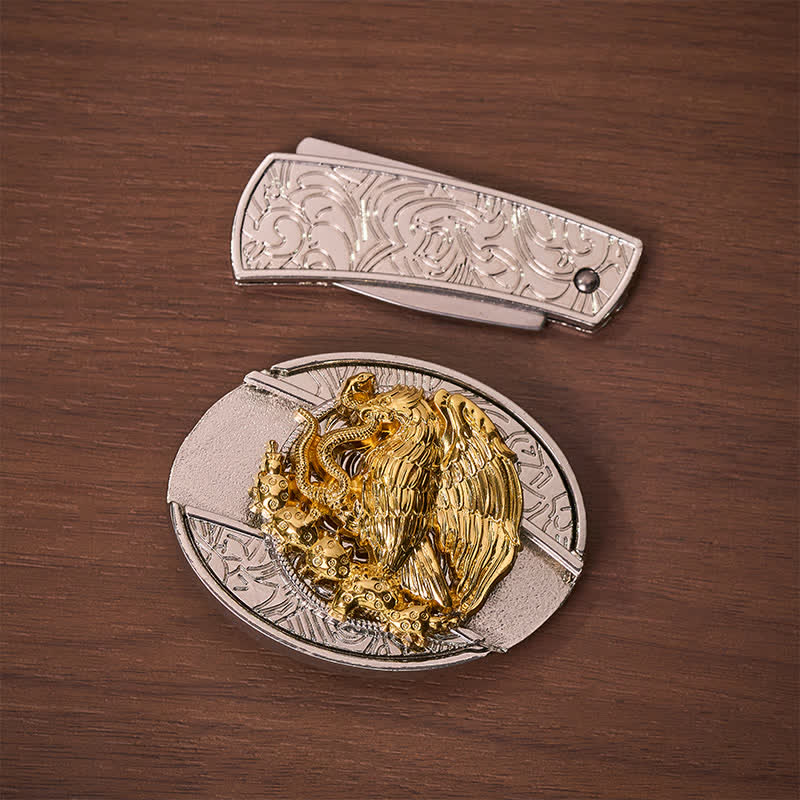 Couteau pliant dissimulé Gold Eagle Serpent DIY avec boucle argentée et ceinture en cuir - image 10