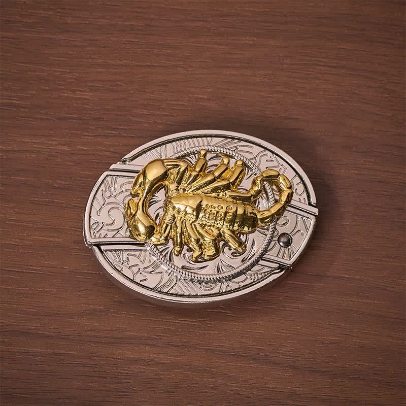 Boucle de ceinture en cuir avec couteau pliant dissimulé à motif scorpion gothique argenté et doré - image 9