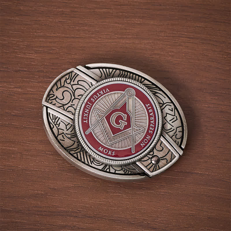 Boucle de couteau pliant dissimulée à l'aide d'un symbole maçonnique en émail rouge, à monter soi-même, ceinture en cuir - image 9