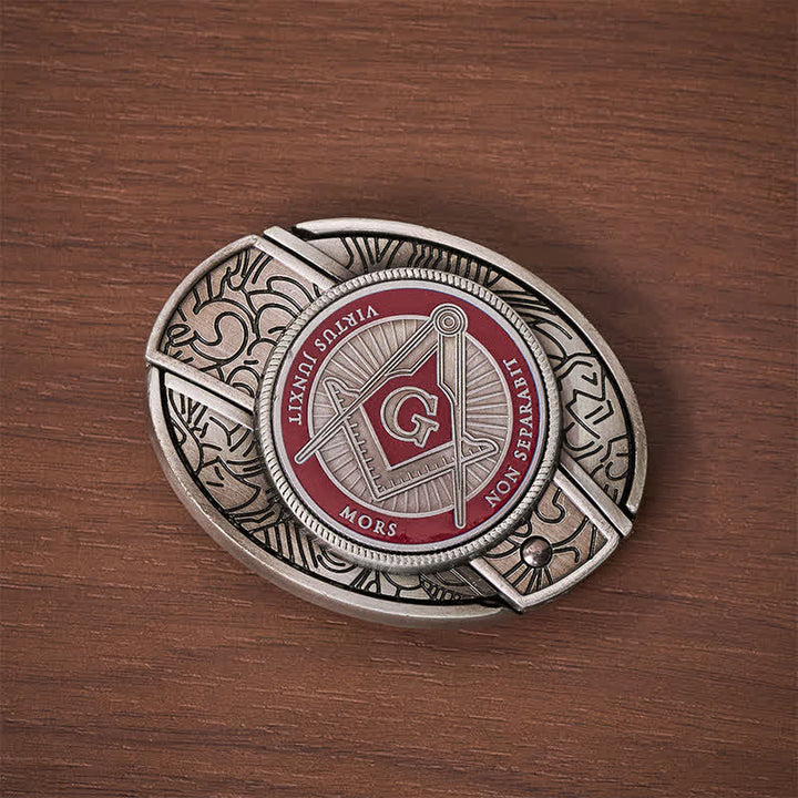 Boucle de couteau pliant dissimulée à l'aide d'un symbole maçonnique en émail rouge, à monter soi-même, ceinture en cuir - image 9