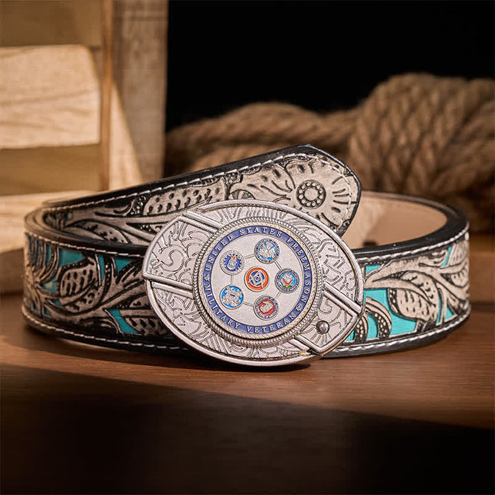 Ceinture en cuir avec boucle de couteau pliant dissimulé, fabriquée par un ancien combattant franc-maçon de l'armée américaine - Franc-maçon vétéran - Ceinture à fleurs grises - 42 - image 8