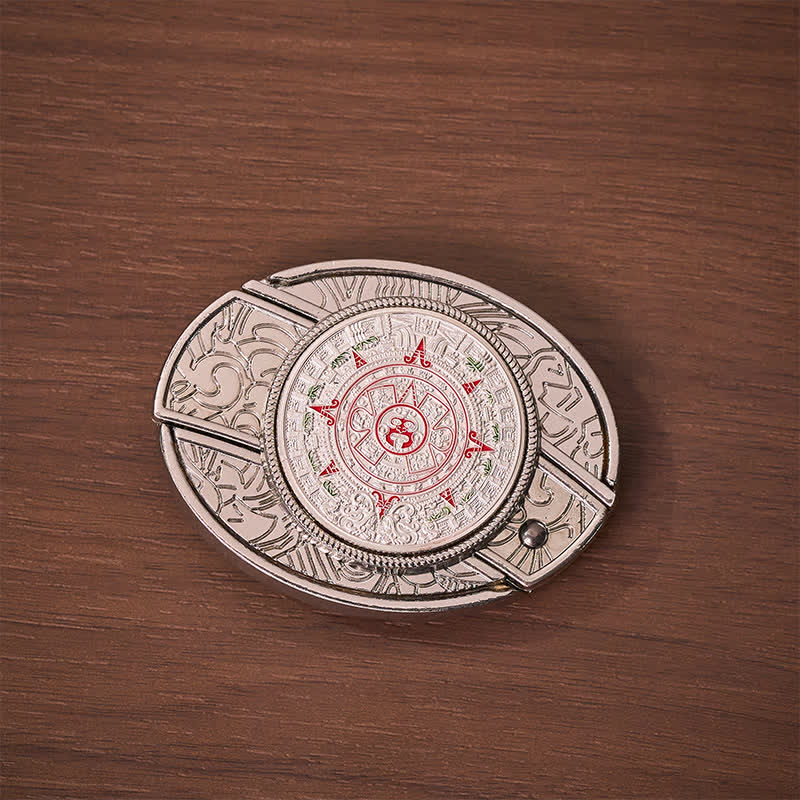 Ceinture en cuir avec boucle de couteau pliant caché, inspirée du calendrier aztèque et maya. - image 9