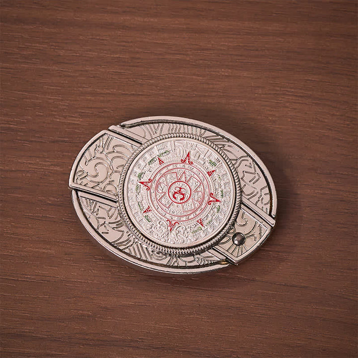 Ceinture en cuir avec boucle de couteau pliant caché, inspirée du calendrier aztèque et maya. - image 9