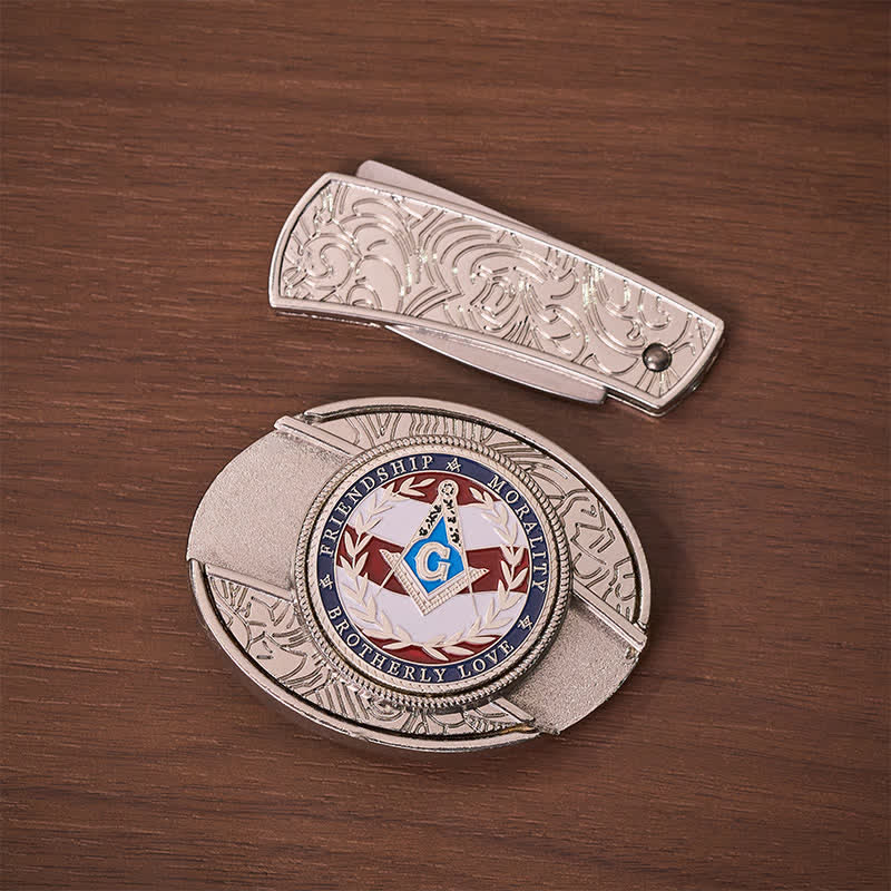 Ceinture en cuir avec boucle de couteau pliant dissimulée, symbole maçonnique de l'amour fraternel, à faire soi-même. - image 9