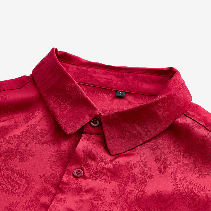 Chemise de mariage pour homme en satin jacquard à motif cachemire rétro britannique - image 12