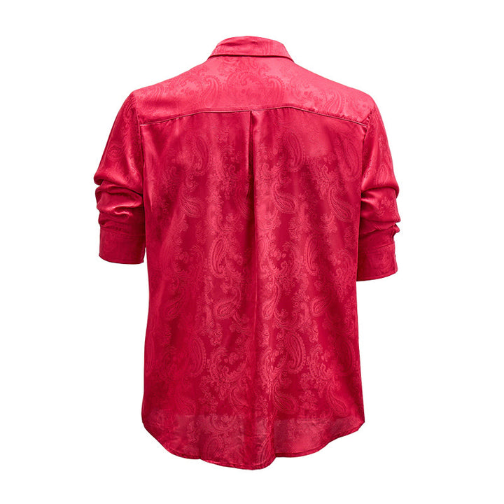Chemise de mariage pour homme en satin jacquard à motif cachemire rétro britannique - image 11