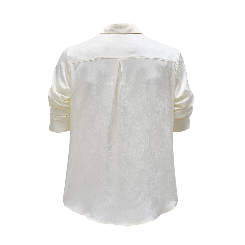 Chemise de mariage pour homme en satin jacquard à motif cachemire rétro britannique - image 17