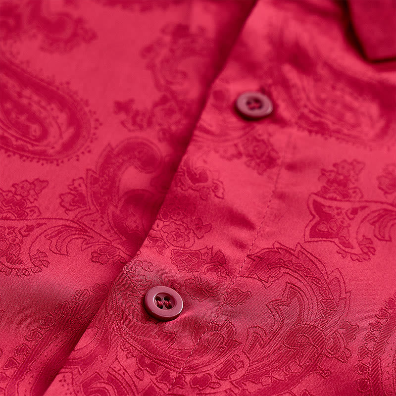 Chemise de mariage pour homme en satin jacquard à motif cachemire rétro britannique - image 13