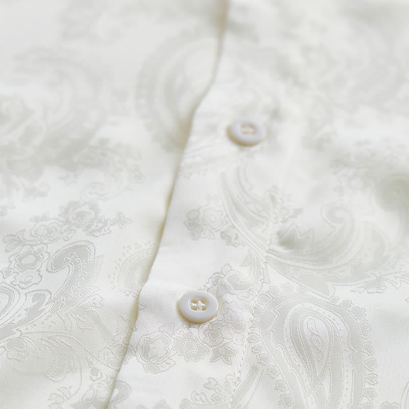 Chemise de mariage pour homme en satin jacquard à motif cachemire rétro britannique - image 19