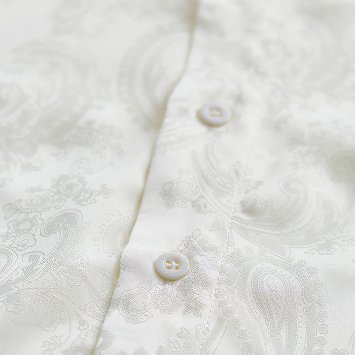Chemise de mariage pour homme en satin jacquard à motif cachemire rétro britannique - image 19