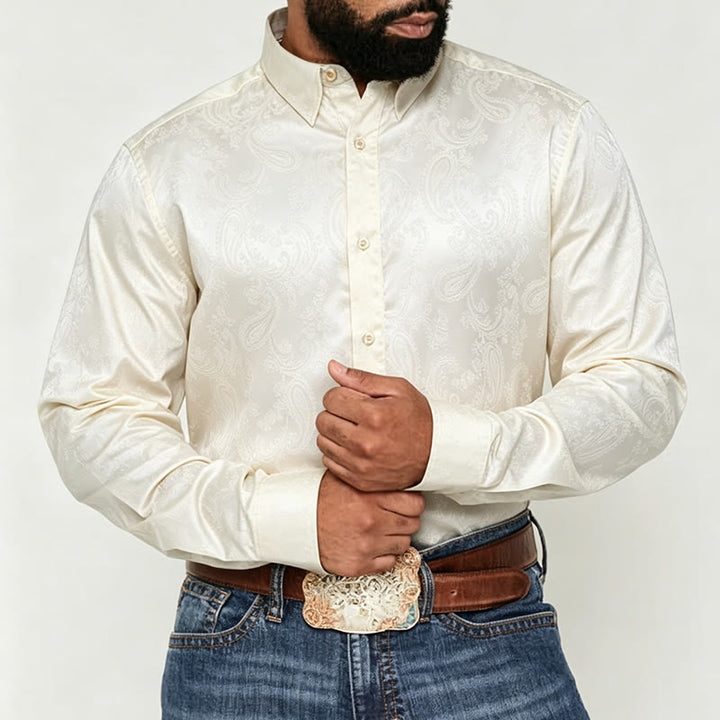 Chemise de mariage pour homme en satin jacquard à motif cachemire rétro britannique - image 5