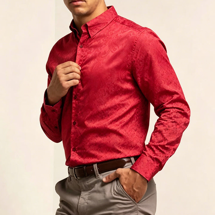 Chemise de mariage pour homme en satin jacquard à motif cachemire rétro britannique - image 2