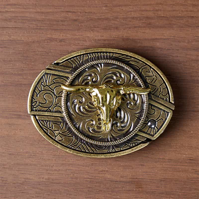 Ceinture en cuir avec boucle de couteau pliant dissimulé Bull DIY bicolore or et bronze - image 10