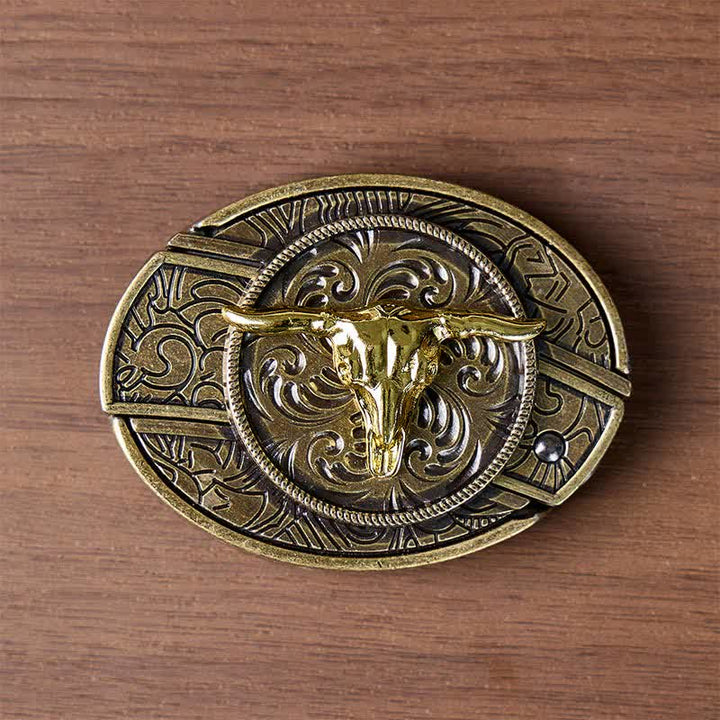 Ceinture en cuir avec boucle de couteau pliant dissimulé Bull DIY bicolore or et bronze - image 10