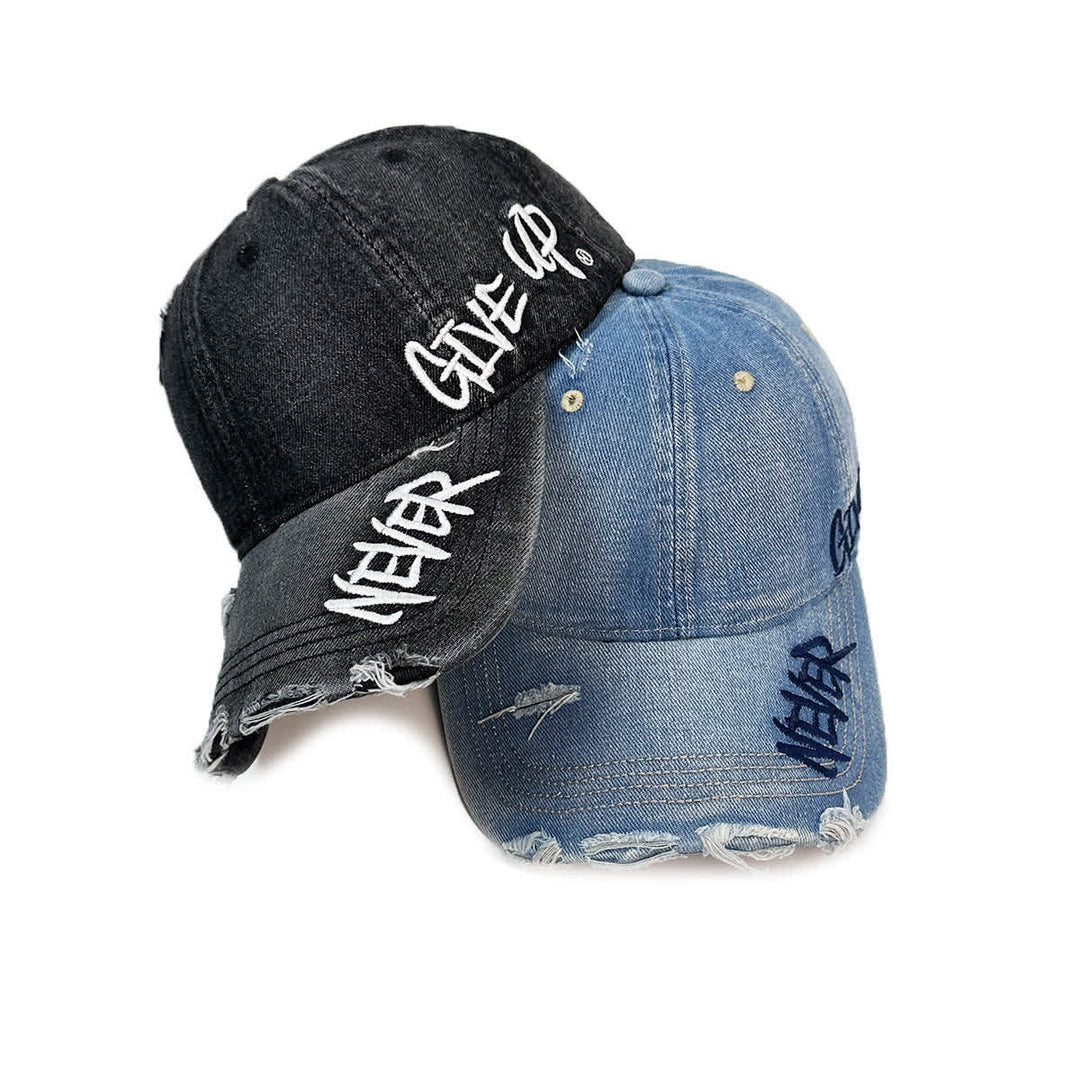 Casquette de baseball en denim délavé brodée « Never Give Up » - image 3