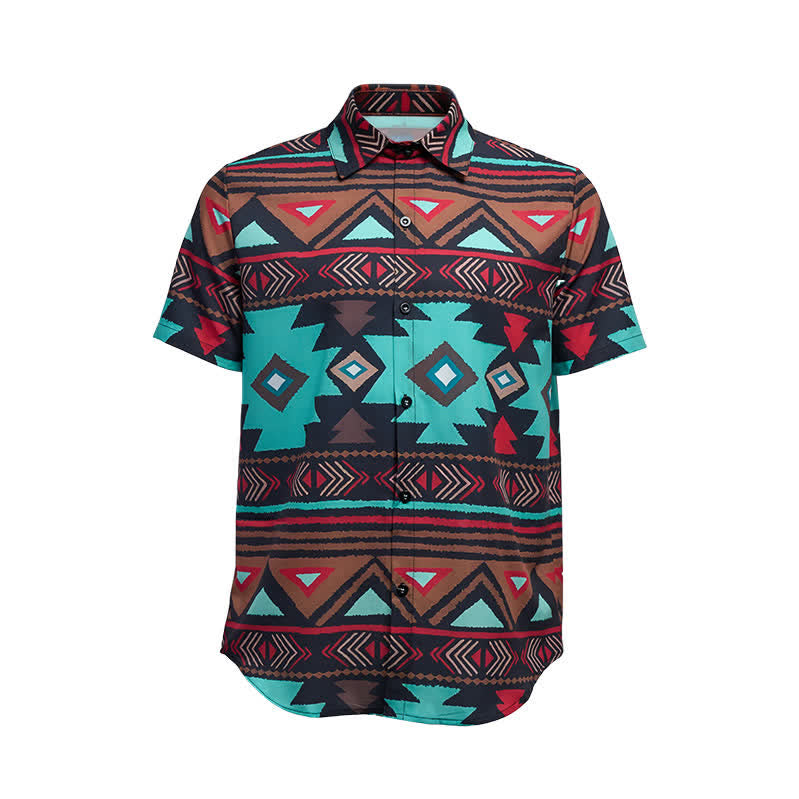 Chemise western rétro pour homme, imprimé géométrique aztèque du sud-ouest - image 9