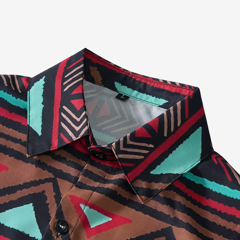 Chemise western rétro pour homme, imprimé géométrique aztèque du sud-ouest - image 4