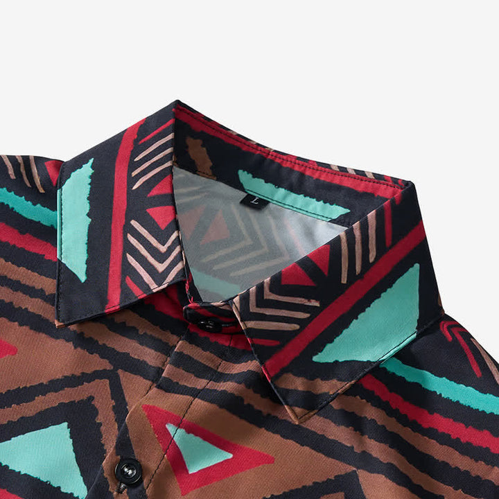 Chemise western rétro pour homme, imprimé géométrique aztèque du sud-ouest - image 4