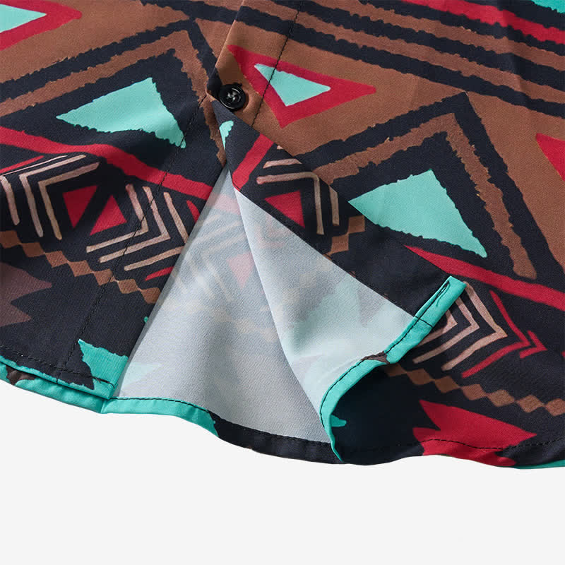 Chemise western rétro pour homme, imprimé géométrique aztèque du sud-ouest - image 7