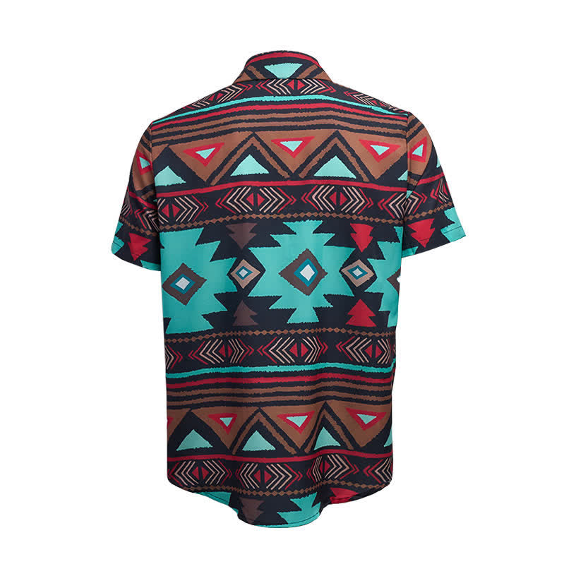 Chemise western rétro pour homme, imprimé géométrique aztèque du sud-ouest - image 10