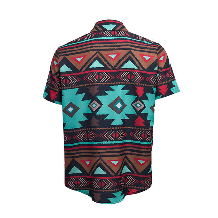Chemise western rétro pour homme, imprimé géométrique aztèque du sud-ouest - image 10