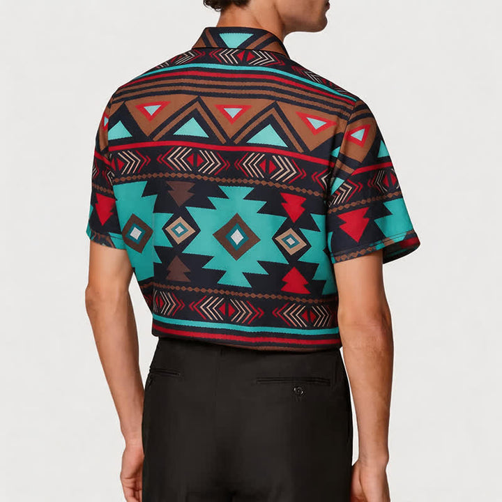 Chemise western rétro pour homme, imprimé géométrique aztèque du sud-ouest - image 2
