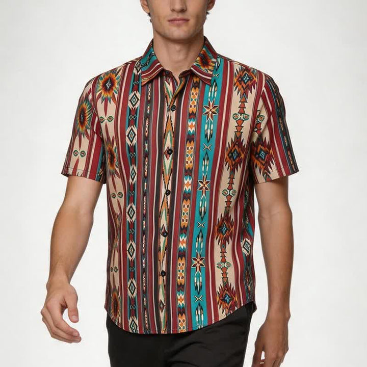 Chemise western pour homme à rayures aztèques couleur terre cuite - image 1