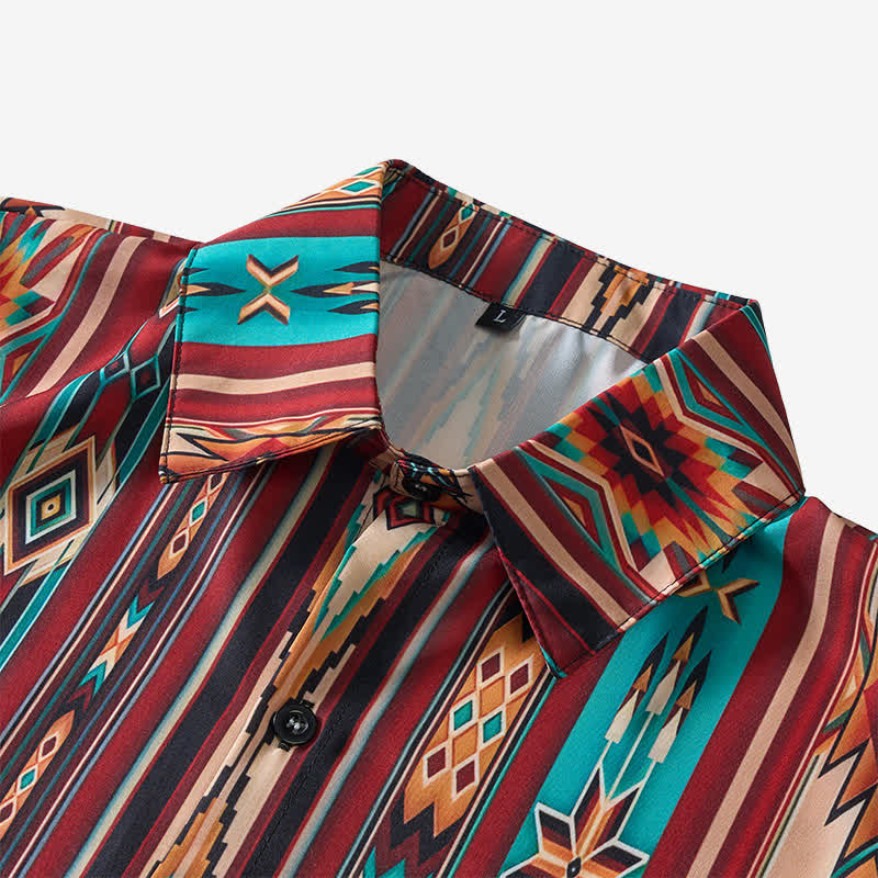 Chemise western pour homme à rayures aztèques couleur terre cuite - image 3