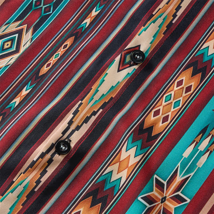 Chemise western pour homme à rayures aztèques couleur terre cuite - image 4