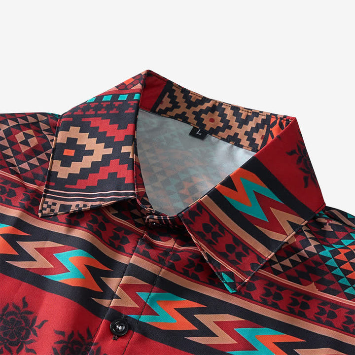 Chemise western pour homme à rayures aztèques rouges audacieuses - image 4