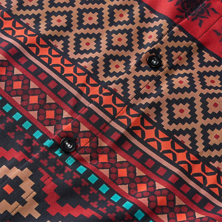 Chemise western pour homme à rayures aztèques rouges audacieuses - image 5