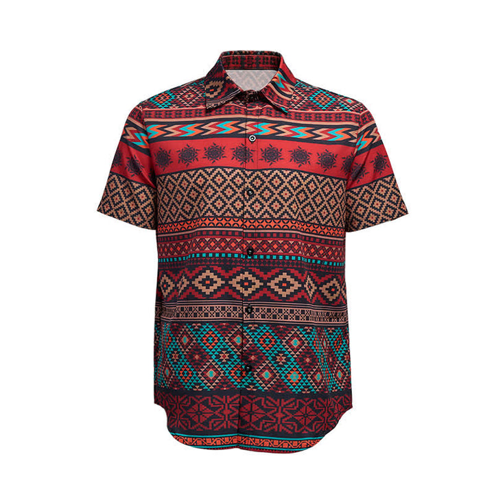 Chemise western pour homme à rayures aztèques rouges audacieuses - image 9