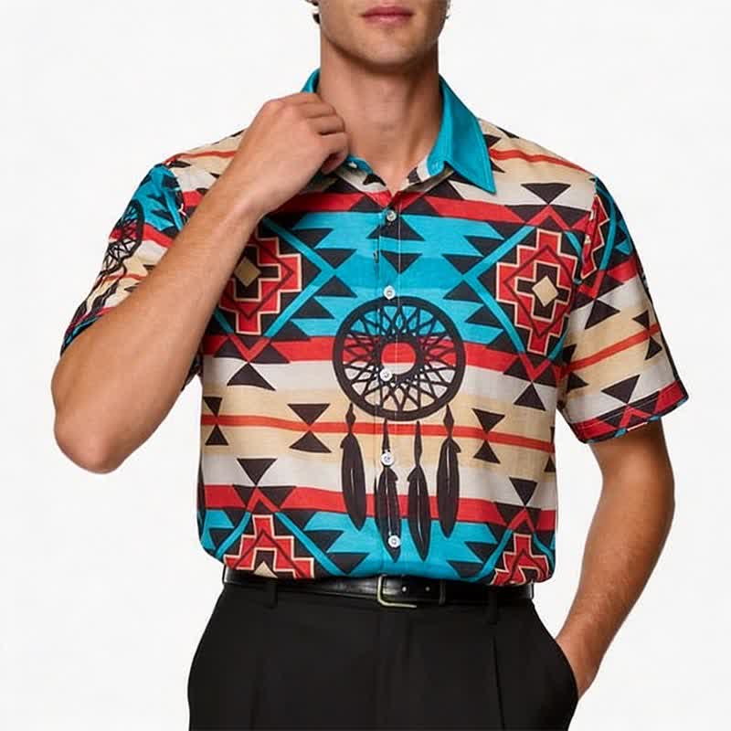 Chemise homme à motif aztèque attrape-rêves du sud-ouest - image 1