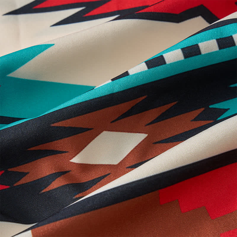 Chemise western décontractée pour homme, crème et turquoise, à imprimé aztèque - image 6